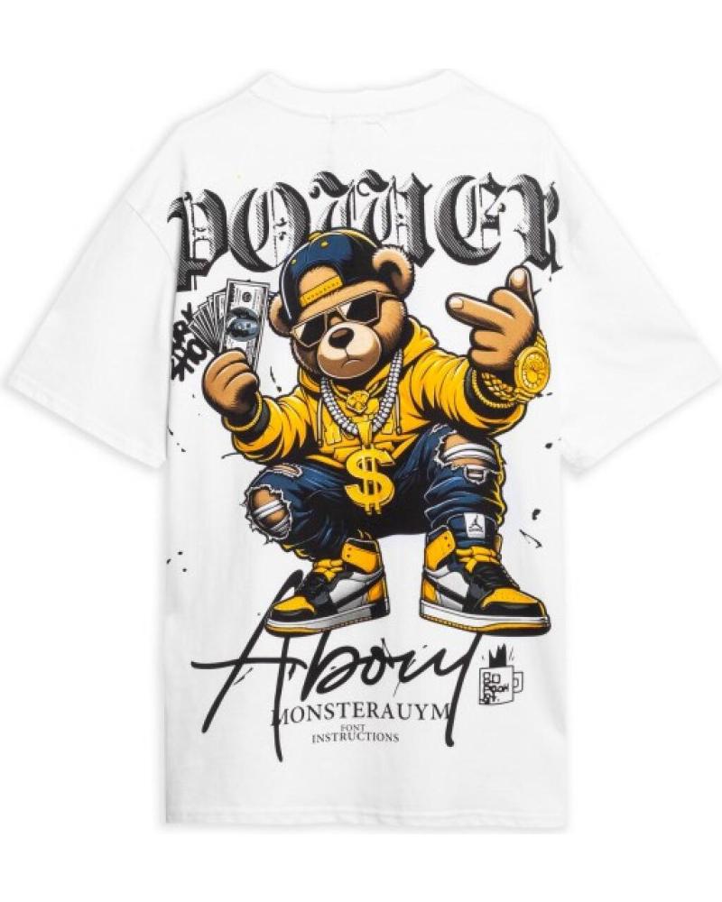 T-SHIRT OVERSIZE BLANC AREA ZERO POWER BEAR BLANCO