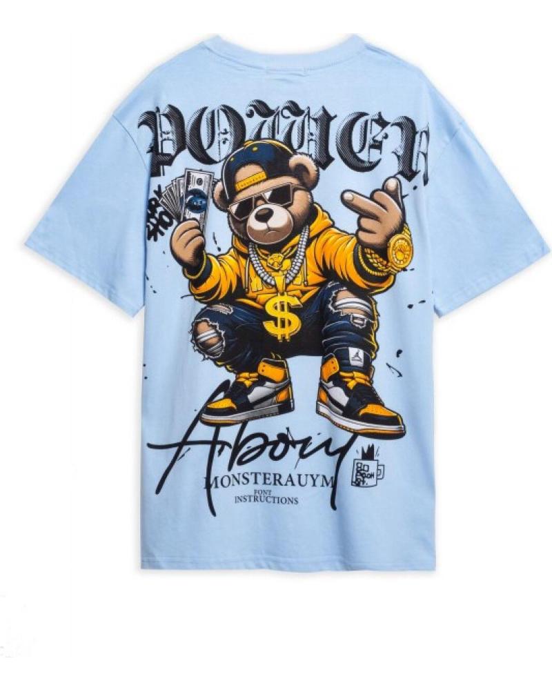 T-SHIRT OVERSIZE BLEU CIEL AREA ZERO POWER BEAR CELESTE