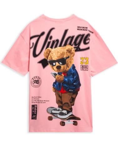 AREA ZERO T-SHIRT ROSE OVERSIZE VANTAGE BEAR TEE ROSA