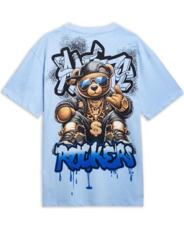 T-SHIRT OVERSIZE AREA ZERO ROCKER BEAR BLEU CIEL CELESTE