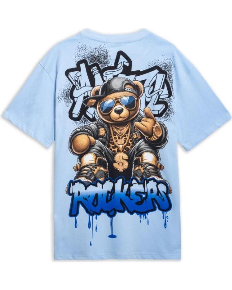 T-SHIRT OVERSIZE AREA ZERO ROCKER BEAR BLEU CIEL CELESTE