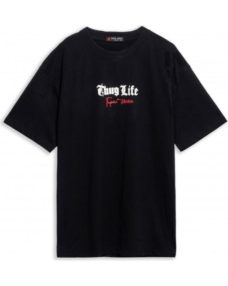 T-SHIRT OVERSIZE AREA ZERO THUG TUPAC NOIR NEGRO