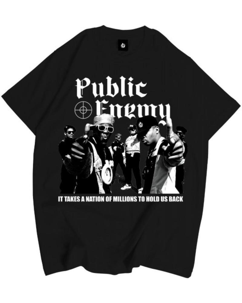 T-SHIRT CLAN PUBLIC ENEMY NOIR NEGRO