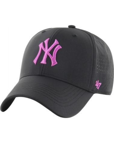 47 BRAND NEW YORK YANKEES BRRR TECH MVP CAP - SCHWARZ MIT FUCHSIA-LOGO NEGRO