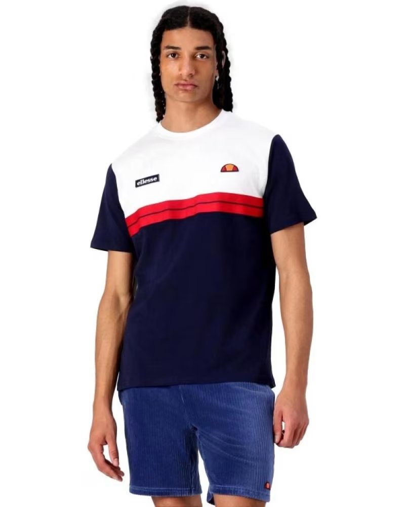 ELLESSE MACCHIO TEE WHITE AND NAVY BLUE FOR MEN WHITE-NAVY