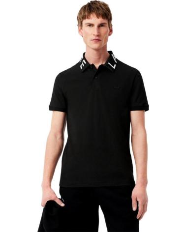 POLO LACOSTE JACQUARD À MANCHES COURTES AVEC COL LOGO NOIR NEGRO