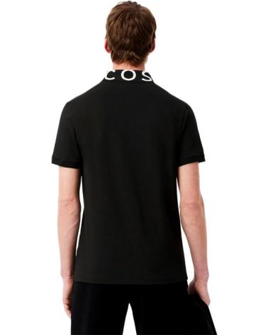 POLO LACOSTE JACQUARD À MANCHES COURTES AVEC COL LOGO NOIR NEGRO