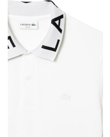 POLO LACOSTE JACQUARD A MANICHE CORTE CON COLLETTO LOGO BIANCO BLANCO