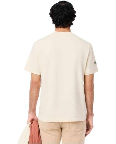 LACOSTE T-SHIRT MESH BAND TEE À MANCHES COURTES BEIGE AVEC PETIT LOGO BEIGE