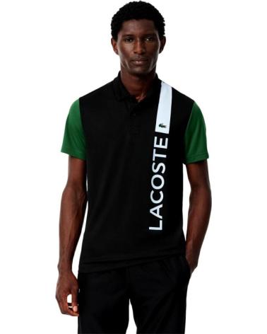 POLO LACOSTE PRINT BRANDING ULTRA DRY DA TENNIS NERO NEGRO