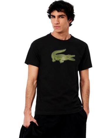 LACOSTE ULTRA DRY T-SHIRT SCHWARZ MIT XXL-LOGO GRÜN NEGRO