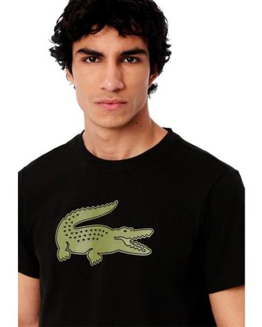 LACOSTE ULTRA DRY T-SHIRT SCHWARZ MIT XXL-LOGO GRÜN NEGRO