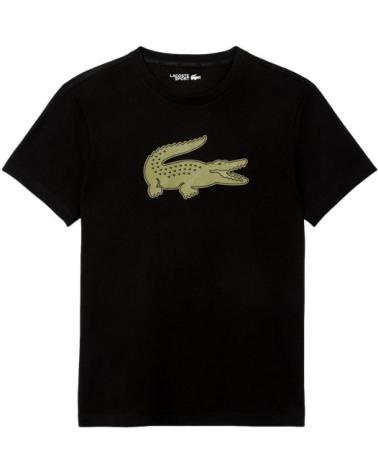 LACOSTE ULTRA DRY T-SHIRT SCHWARZ MIT XXL-LOGO GRÜN NEGRO