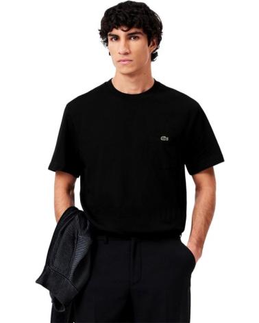 LACOSTE BREAST POCKET BAUMWOLL-T-SHIRT SCHWARZ NEGRO
