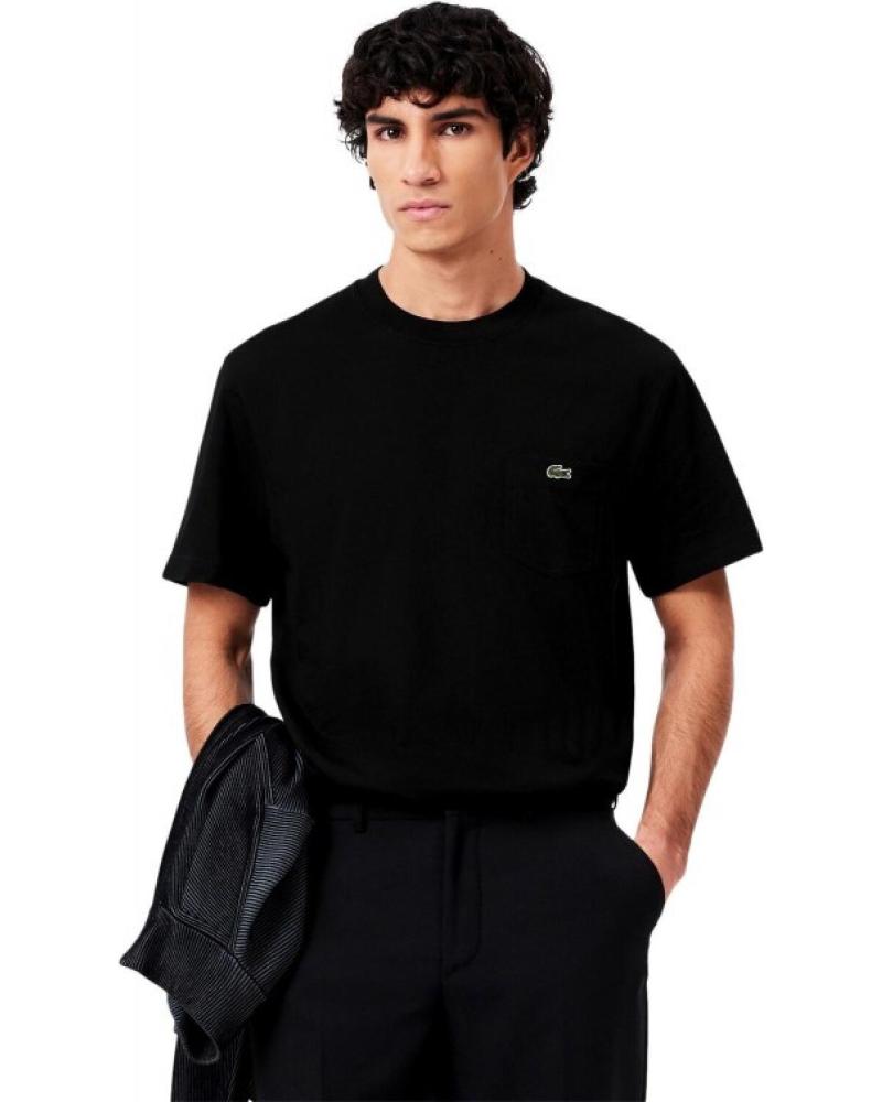 LACOSTE BREAST POCKET BAUMWOLL-T-SHIRT SCHWARZ NEGRO