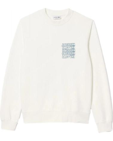 FELPA LACOSTE GRAPHIC LOGO GIROCOLLO IN COTONE BIANCA BLANCO