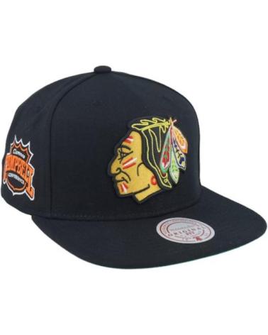 BONÉ MITCHELL & NESS CHICAGO BLACKHAWKS CONFERENCE PATCH PRETO NEGRO
