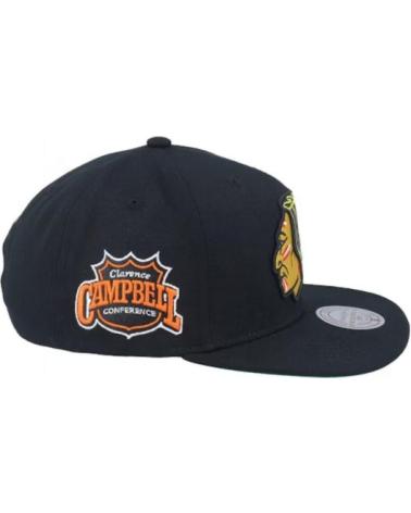 BONÉ MITCHELL & NESS CHICAGO BLACKHAWKS CONFERENCE PATCH PRETO NEGRO