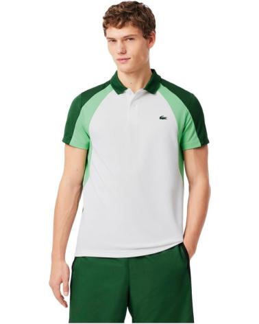 LACOSTE POLO DE CORTE REGULAR COLOUR BLOCK BRANCO E VERDE BLANCO