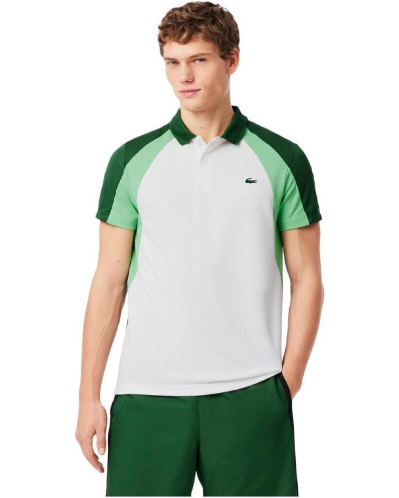 LACOSTE POLO DE CORTE REGULAR COLOUR BLOCK BRANCO E VERDE BLANCO