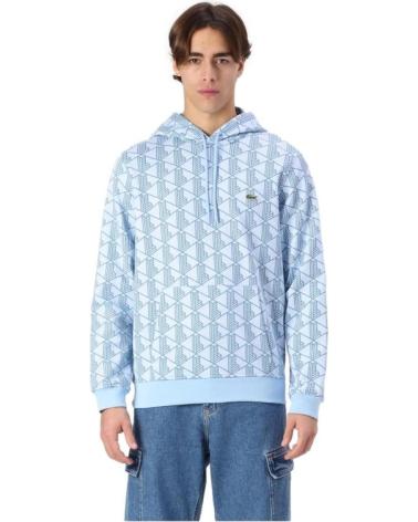 LACOSTE FELPA CON CAPPUCCIO MONOGRAM CELESTE CELESTE