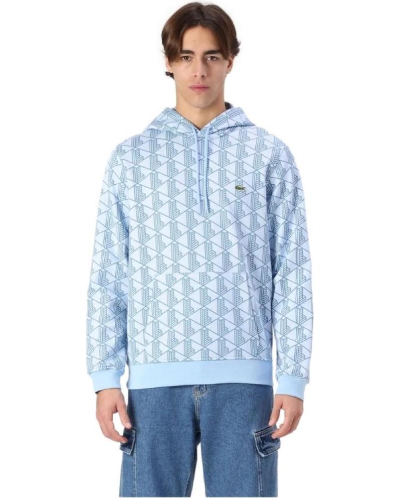 LACOSTE FELPA CON CAPPUCCIO MONOGRAM CELESTE CELESTE