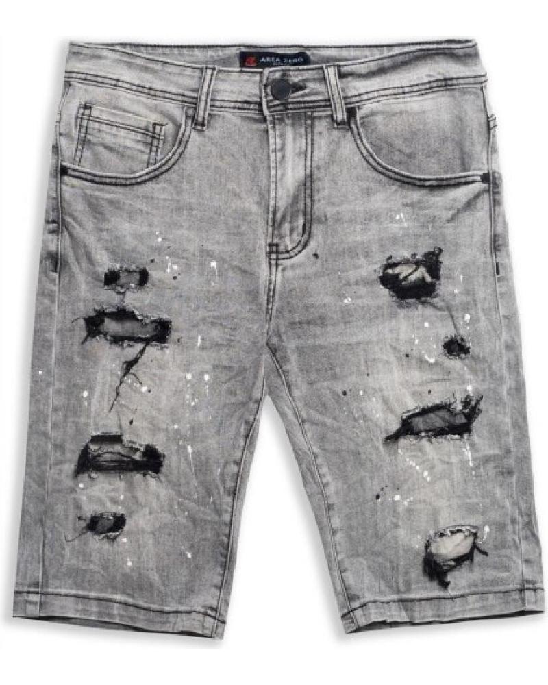 AREA ZERO PAINTED DISTRESSED SHORTS GRAU NEGRO GASTADO