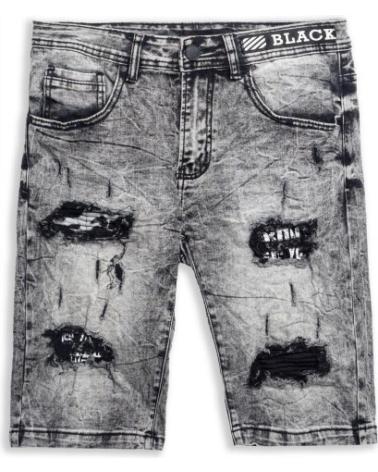 AREA ZERO BLACK WAISTBAND DISTRESSED SHORTS DUNKELGRAU NEGRO GASTADO