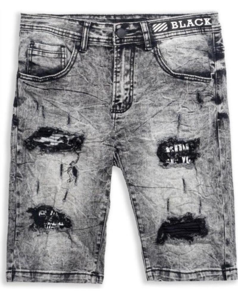 AREA ZERO BLACK WAISTBAND DISTRESSED SHORTS DUNKELGRAU NEGRO GASTADO