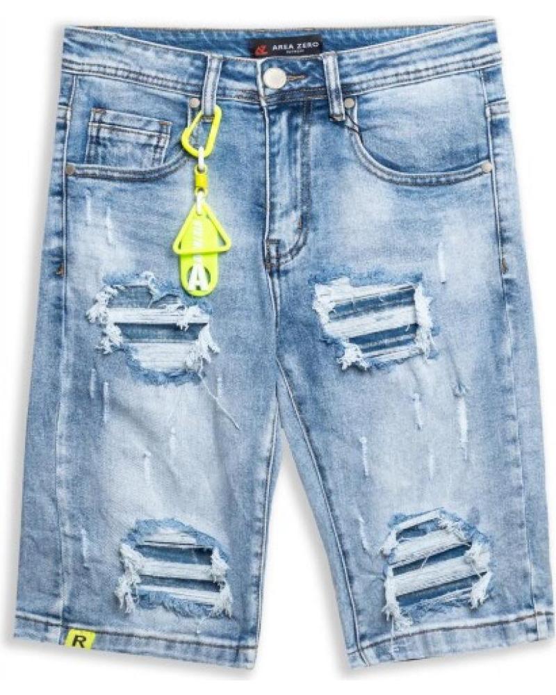DISTRESSED RIPPED DENIM BERMUDA SHORTS AREA ZERO STW GASTADO