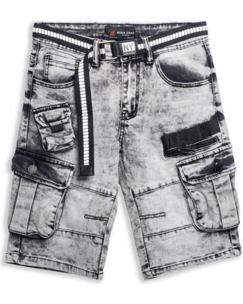 AREA ZERO SCHWARZE USED-BERMUDA MIT NY GÜRTEL UND CARGO-SEITENTASCHEN NEGRO GASTADO