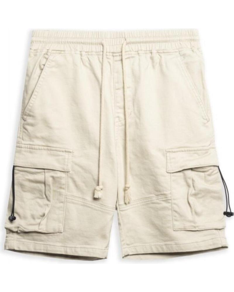 BERMUDA CARGO GREZZA CON TASCHE LATERALI E VITA ELASTICA AREA ZERO CRUDO