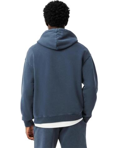 FELPA CON CAPPUCCIO LACOSTE WASHED COTTON LOOSE FIT BLU AZUL