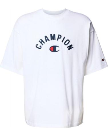 CHAMPION EMBROIDERED LOGO T-SHAPE T-SHIRT WEISS BLANCO