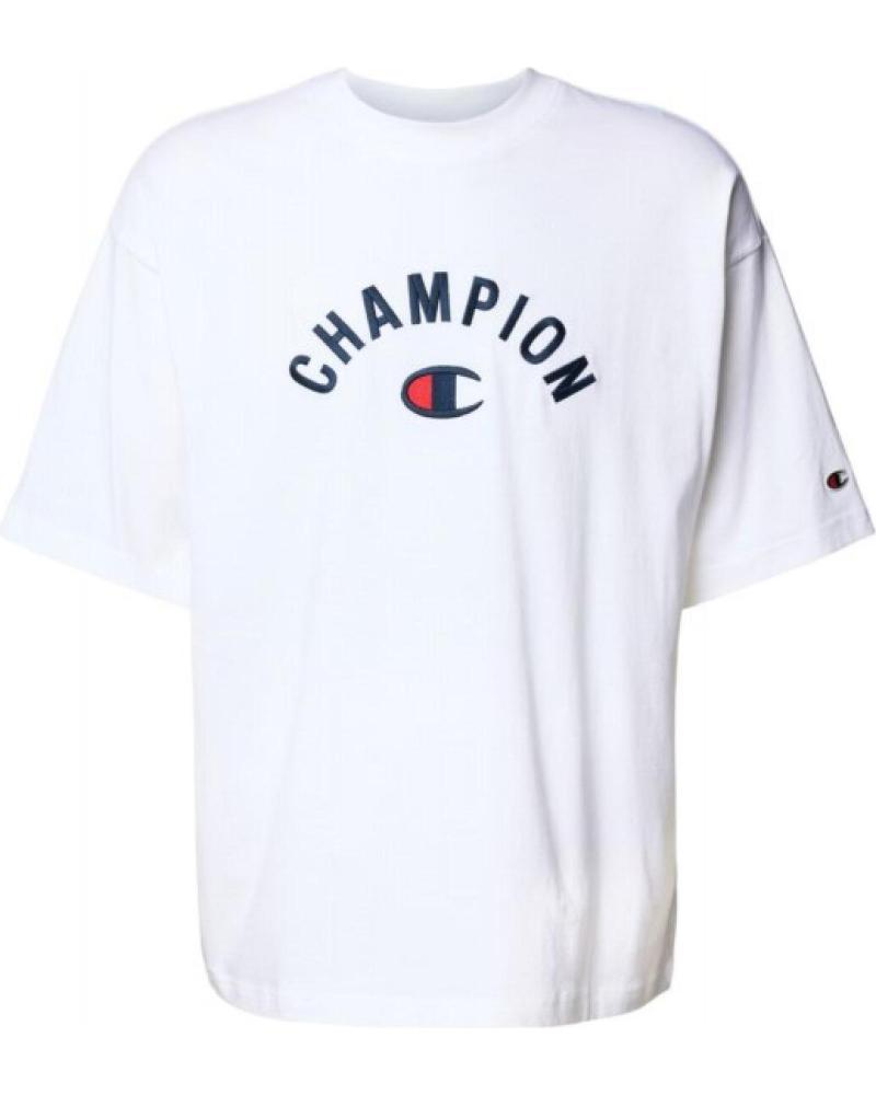 CHAMPION EMBROIDERED LOGO T-SHAPE T-SHIRT WEISS BLANCO