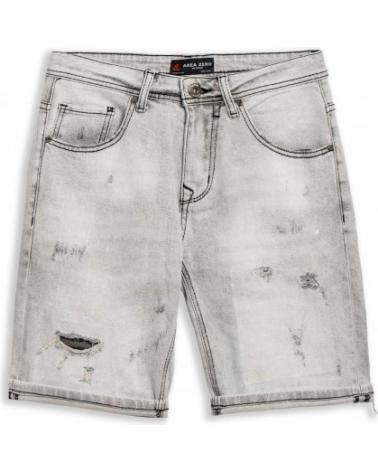 BERMUDA JEANS CINZA DESBOTADA COM RASGOS FRONTAIS AREA ZERO GRIS