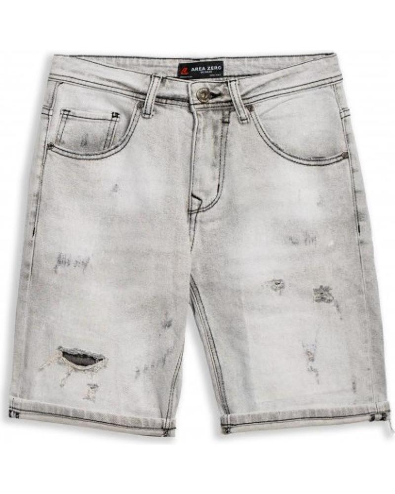 BERMUDA JEANS CINZA DESBOTADA COM RASGOS FRONTAIS AREA ZERO GRIS