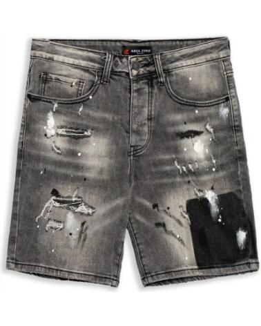 BERMUDA JEANS PRETA DESBOTADA COM DESIGN PAINTED SQUARE AREA ZERO NEGRO GASTADO
