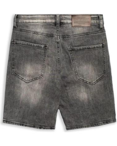 SCHWARZE USED-JEANS-BERMUDA MIT PAINTED SQUARE DESIGN AREA ZERO NEGRO GASTADO