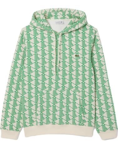 FELPA CON CAPPUCCIO LACOSTE MONOGRAM VERDE VERDE