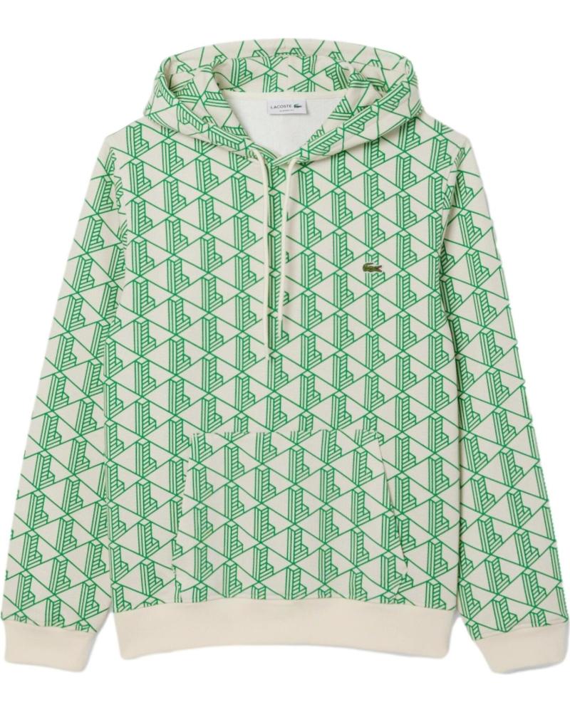 FELPA CON CAPPUCCIO LACOSTE MONOGRAM VERDE VERDE