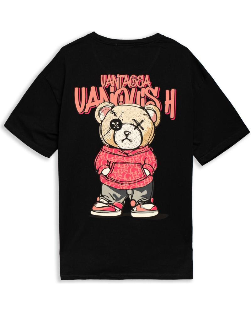 AREA ZERO T-SHIRT OVERSIZE PRETO-ROSA 'URBAN BEAR' NEGRO