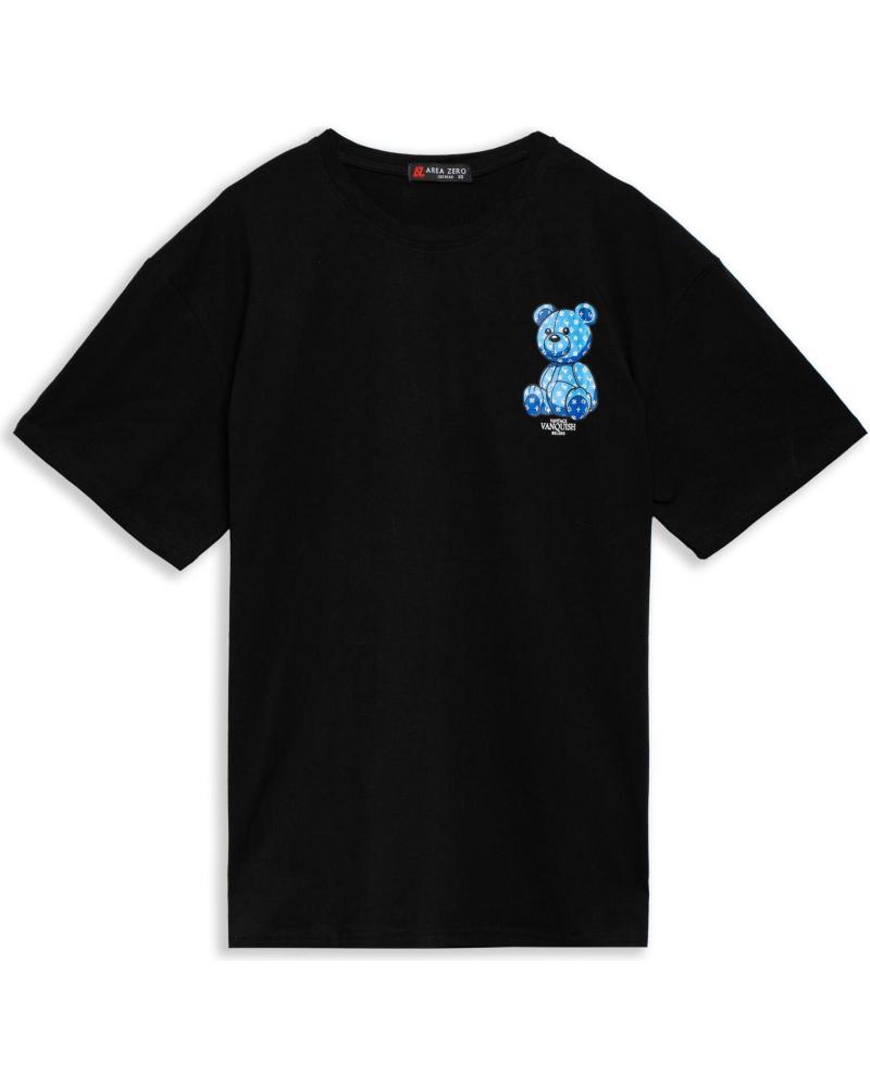 CAMISETA OVERSIZE AREA ZERO VANTAGE BEAR NEGRA CON CELESTE CELESTE