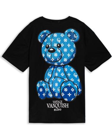 CAMISETA OVERSIZE AREA ZERO VANTAGE BEAR NEGRA CON CELESTE CELESTE