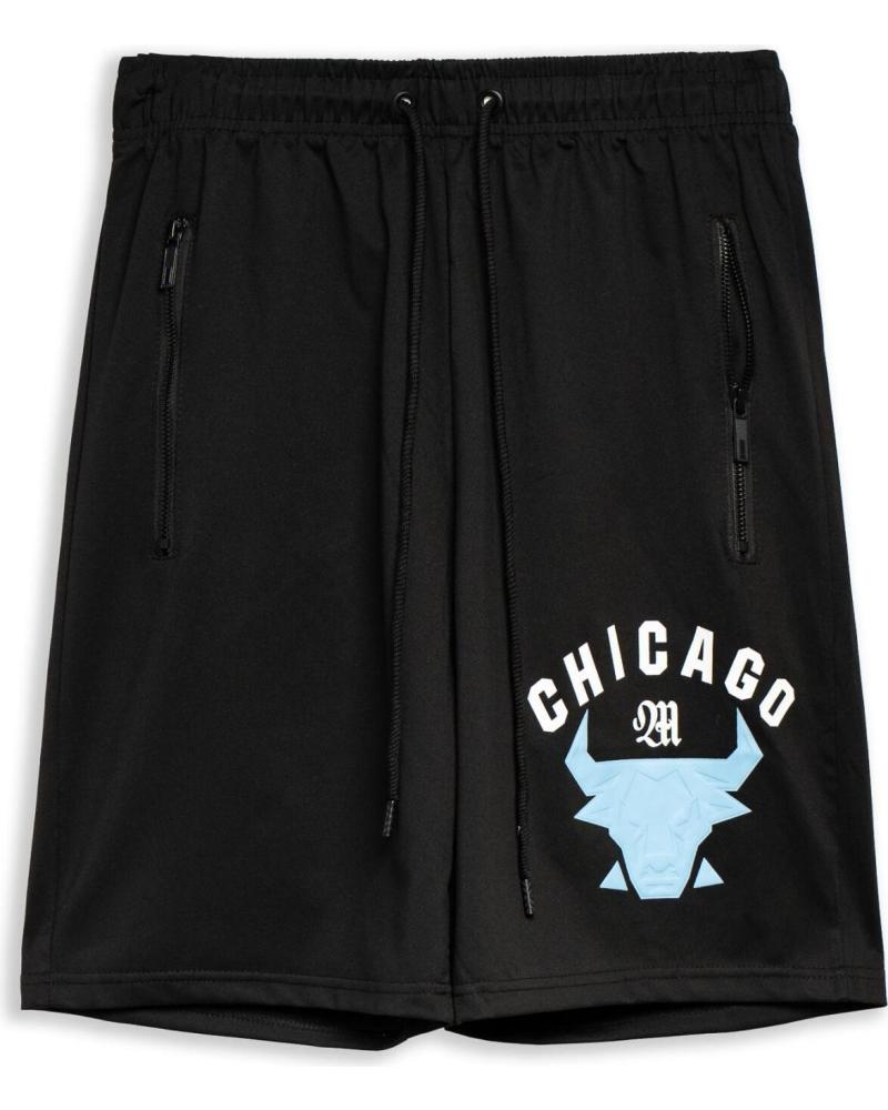 AREA ZERO CHICAGO WORLD STAR BERMUDA SCHWARZ MIT HELLBLAUEM LOGO CELESTE