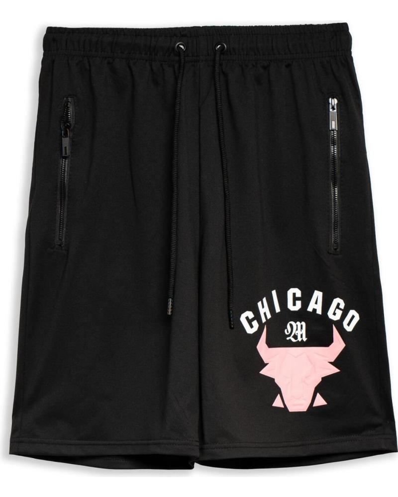 SCHWARZE AREA ZERO CHICAGO WORLD STAR SHORTS MIT ROSA LOGO ROSA
