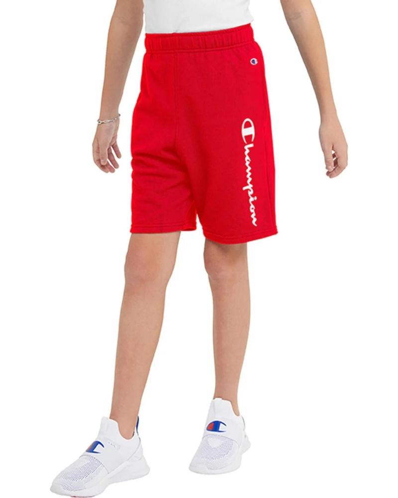 CHAMPION FRENCH TERRY LEGACY LOGO SHORTS ROT ROJO