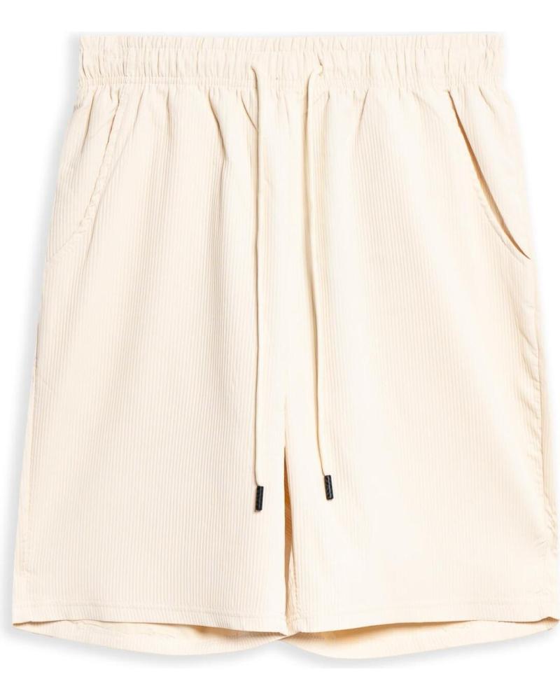 AREA ZERO BERMUDA-SHORTS MIT STREIFENMUSTER UND KORDELZUG IN BEIGE BEIGE