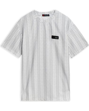AREA ZERO SPIKED GESTREIFTES T-SHIRT GRAU GRIS