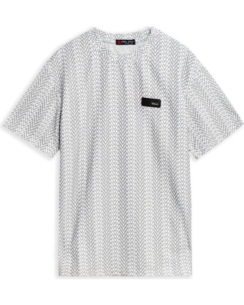 AREA ZERO SPIKED GESTREIFTES T-SHIRT GRAU GRIS